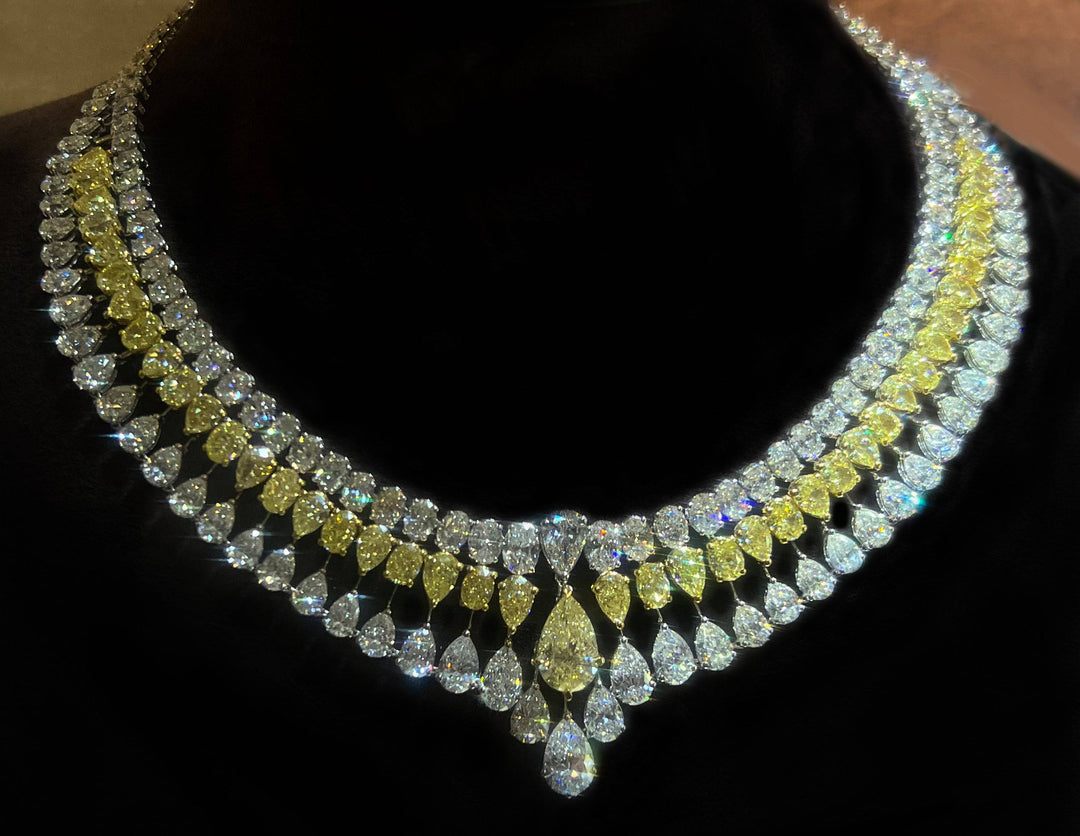Yellow fancy Necklace عقد أصفر فانسي - just like diamonds