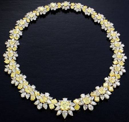 Yellow fancy Necklace عقد أصفر فانسي على تصميم طوق - just like diamonds