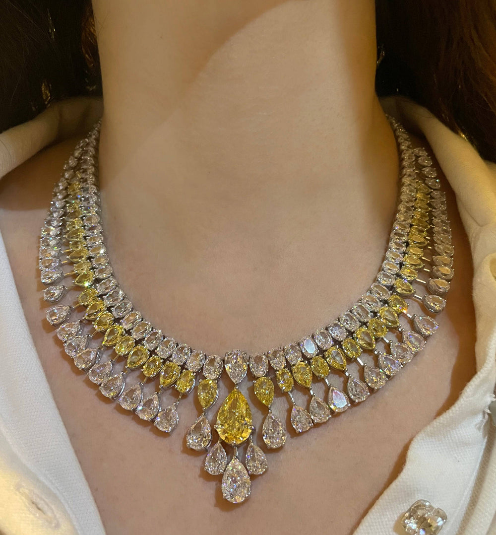 Yellow fancy Necklace عقد أصفر فانسي - just like diamonds