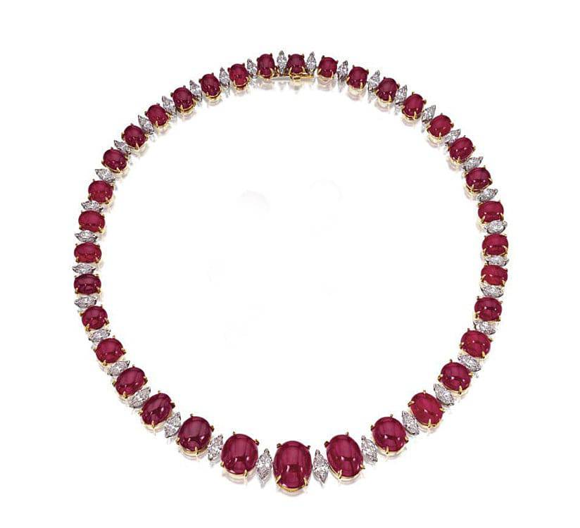 Classic cabushion ruby necklace  قلادة الروبي الكابيشون الكلاسيكية - just like diamonds