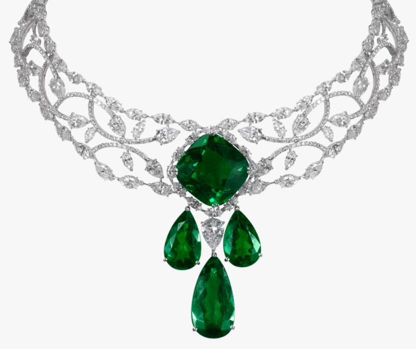 Green necklace with three emerald drops عقد أخضرمن ثلاث دمعات الايميرالد - just like diamonds