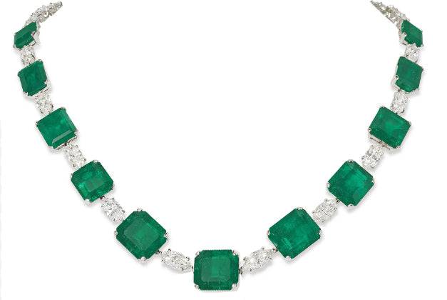 Marques with Green emerald  necklace 2 قلادة الماركيز والزمرد - just like diamonds