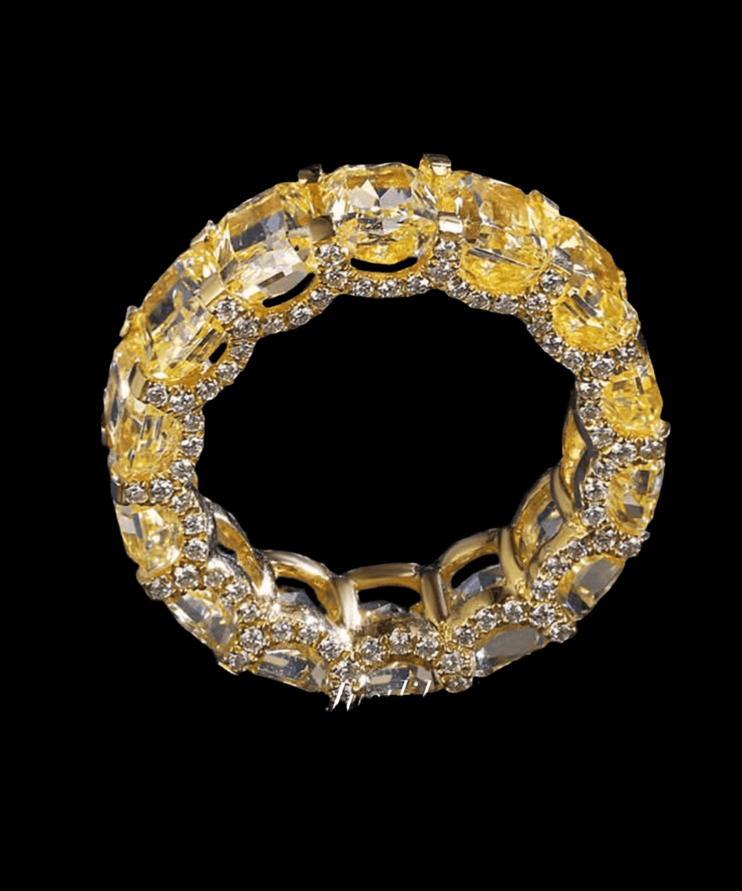 Eternity ring with small stones خاتم دبله أصفر مع أحجار - just like diamonds