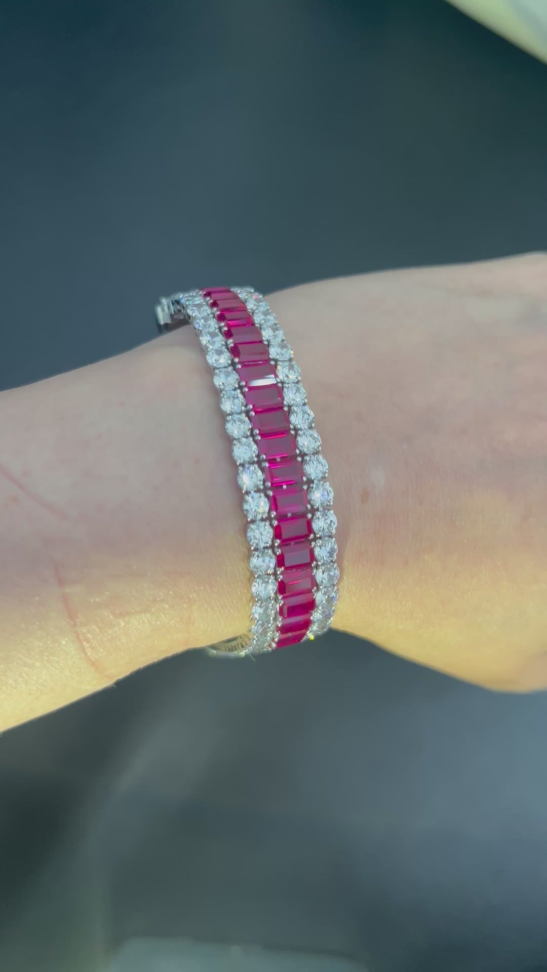 Ruby emerald and round cut bracelet  سوار روبي من ايميرالد وراوند