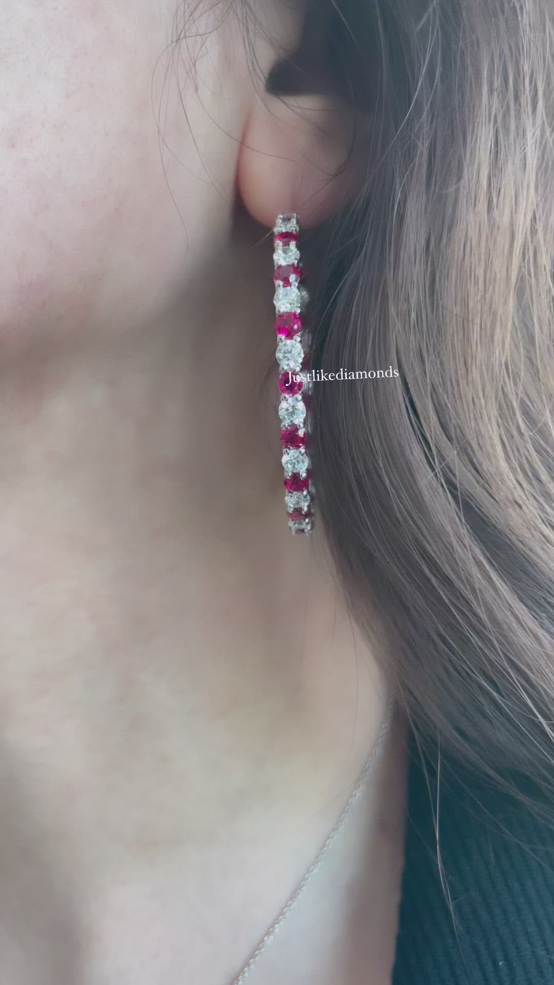 Hoop ruby earrings أقراط الهووب الروبي