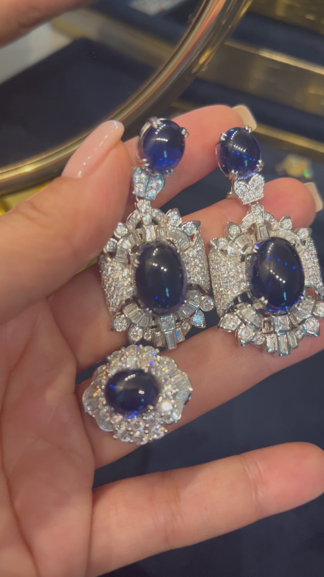 Cabochons blue earrings  أقراط  الزفير الكابيشون