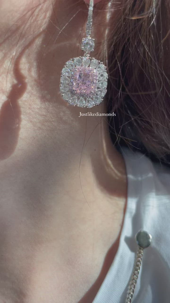 Fancy pink earrings أقراط زهريه فانسي