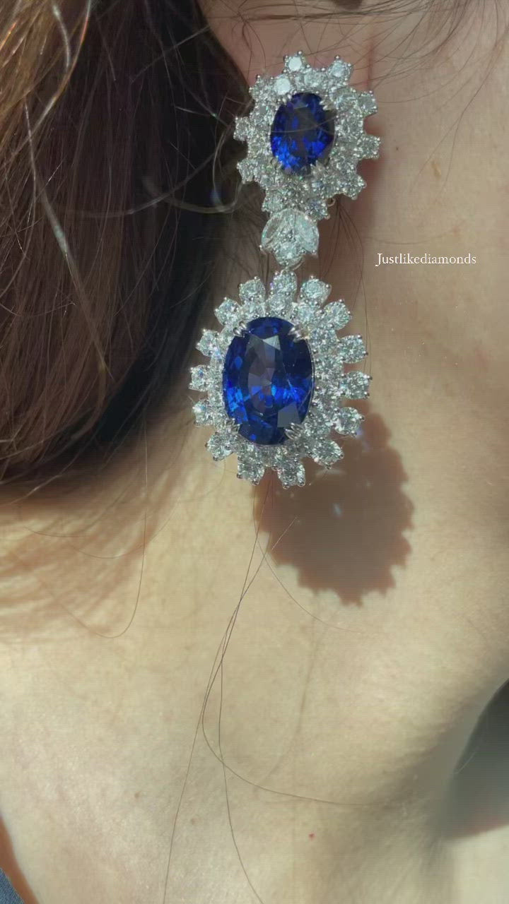 Cushion blue earrings  أقراط  الزفير الكوشن