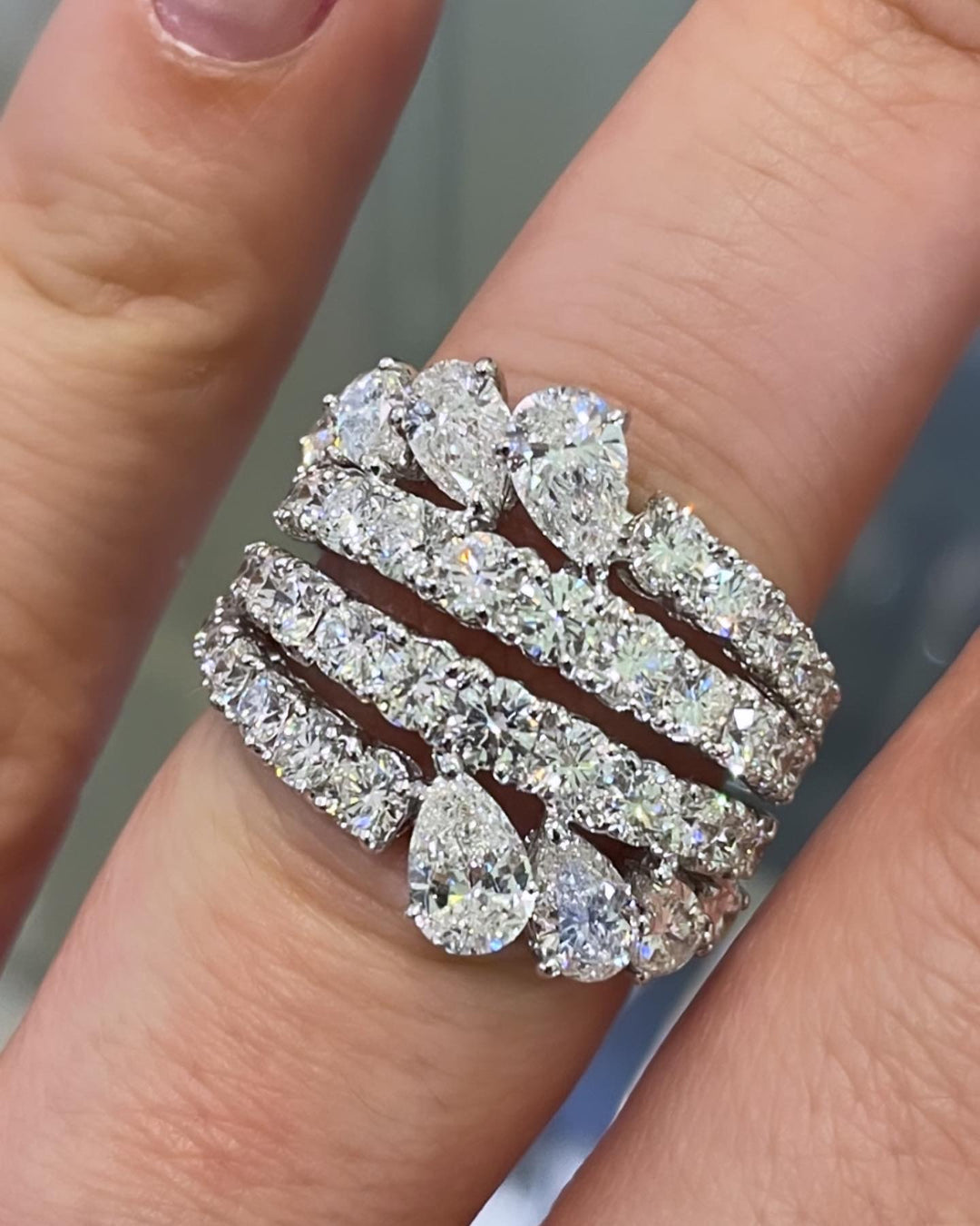 Classic pear and round ring خاتم كلاسيكي دمعات وراوند