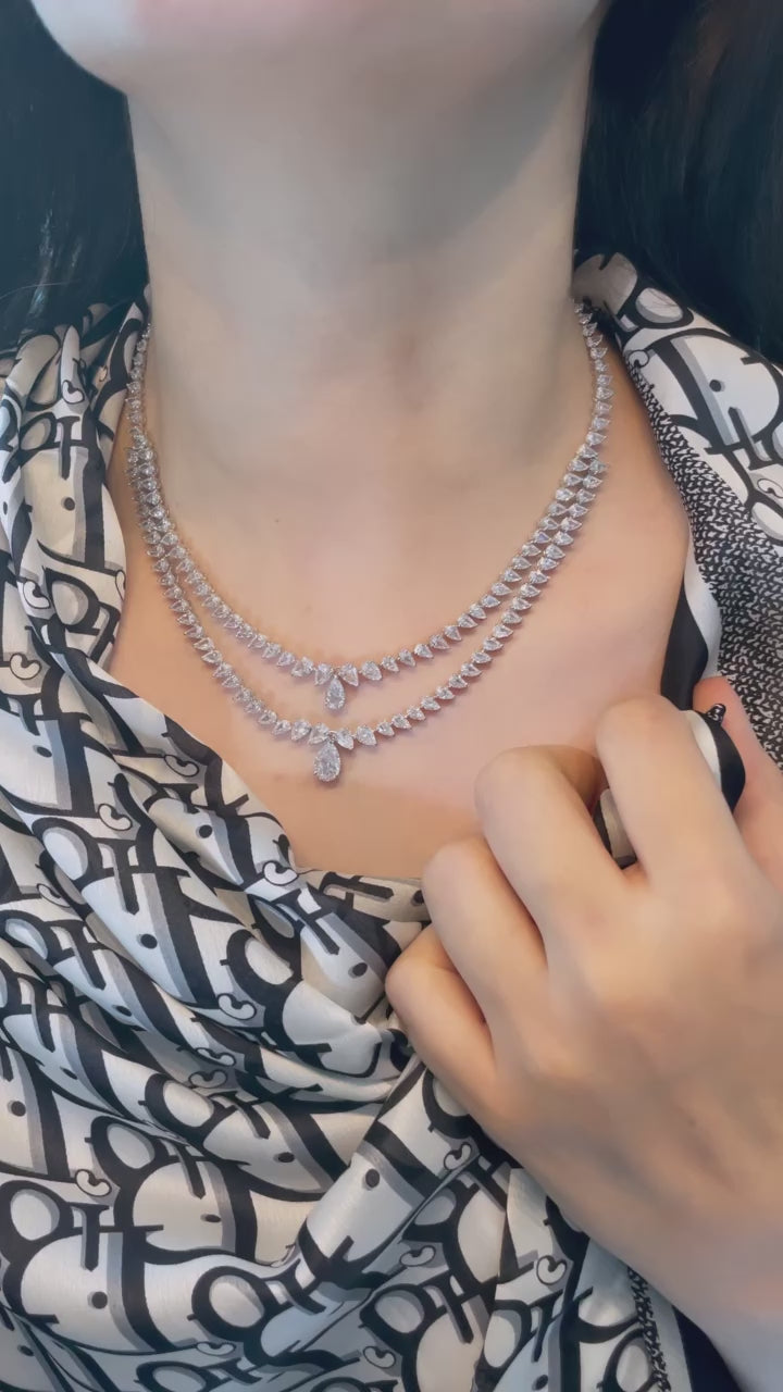 Two layers pear necklace عقد طبقتين من دمعات