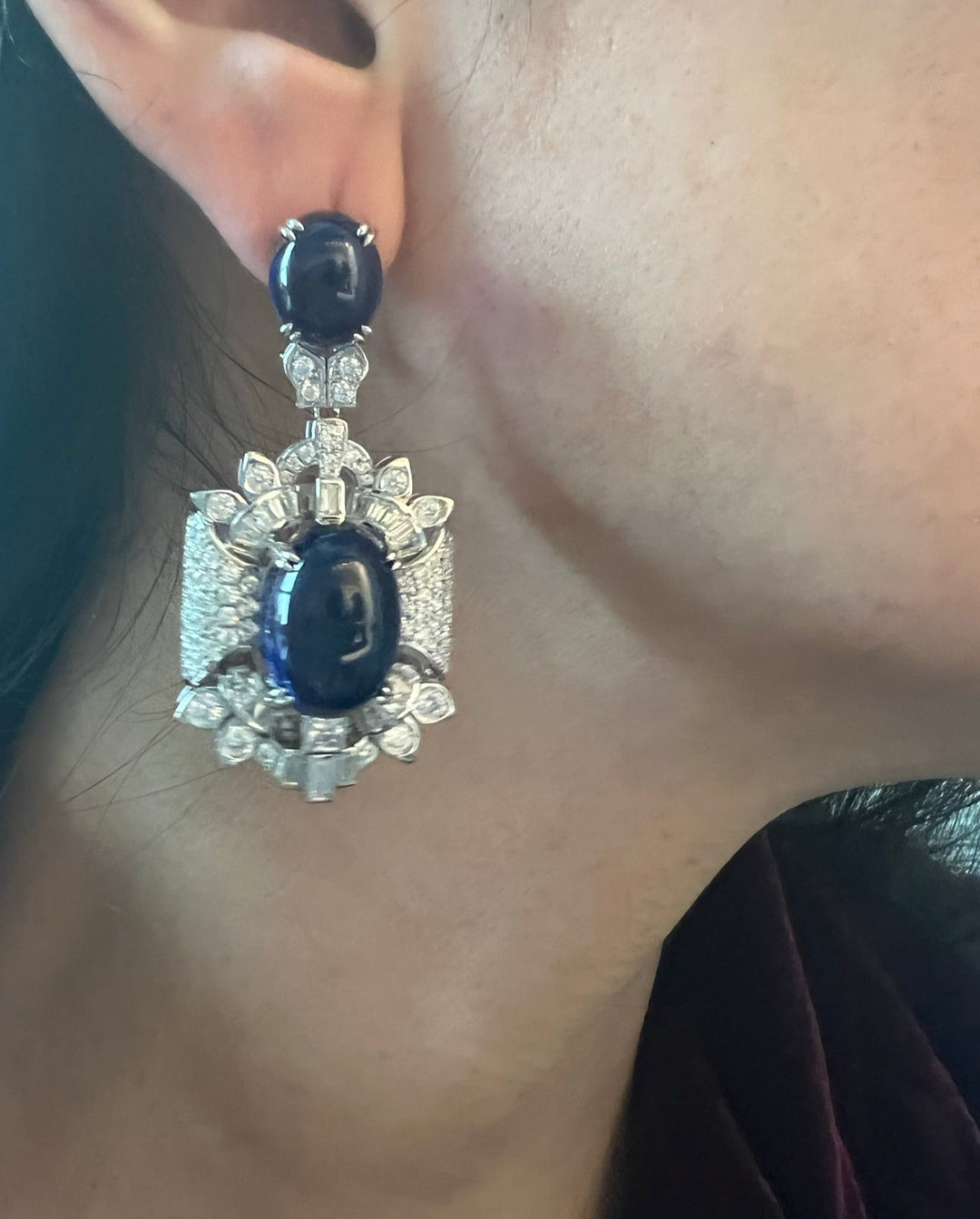 Cabochons blue earrings  أقراط  الزفير الكابيشون