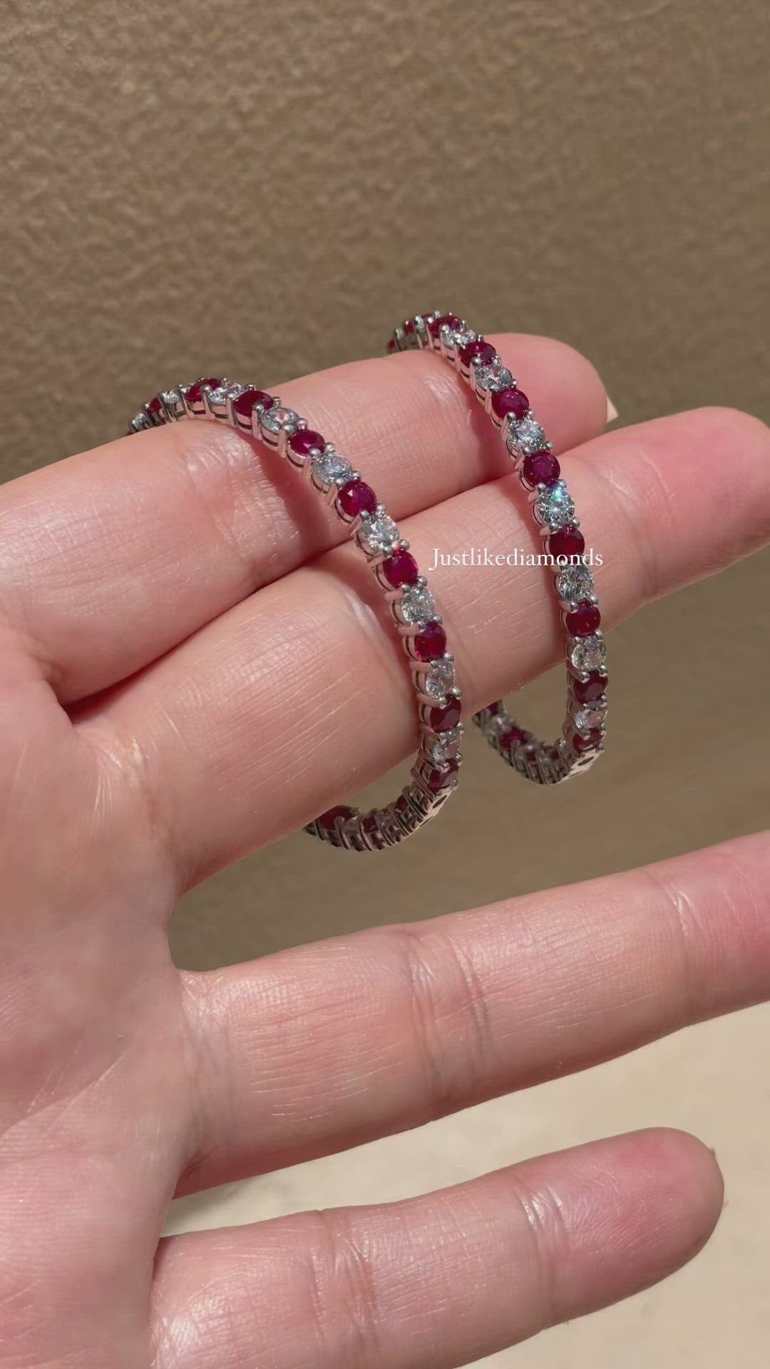 Hoop ruby earrings أقراط الهووب الروبي