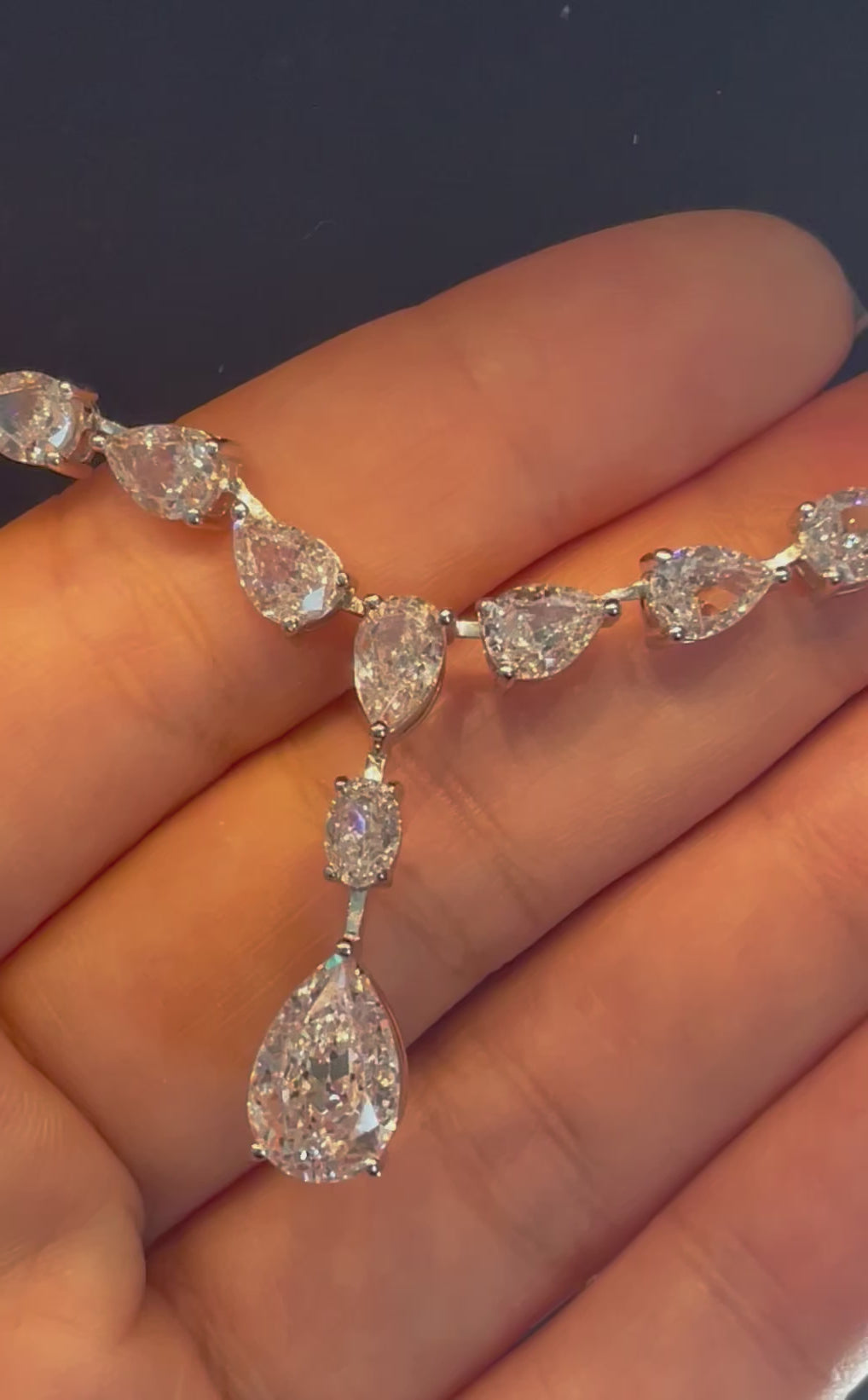 Solitaires pears necklace  قلاده سوليتيرات الدمعات