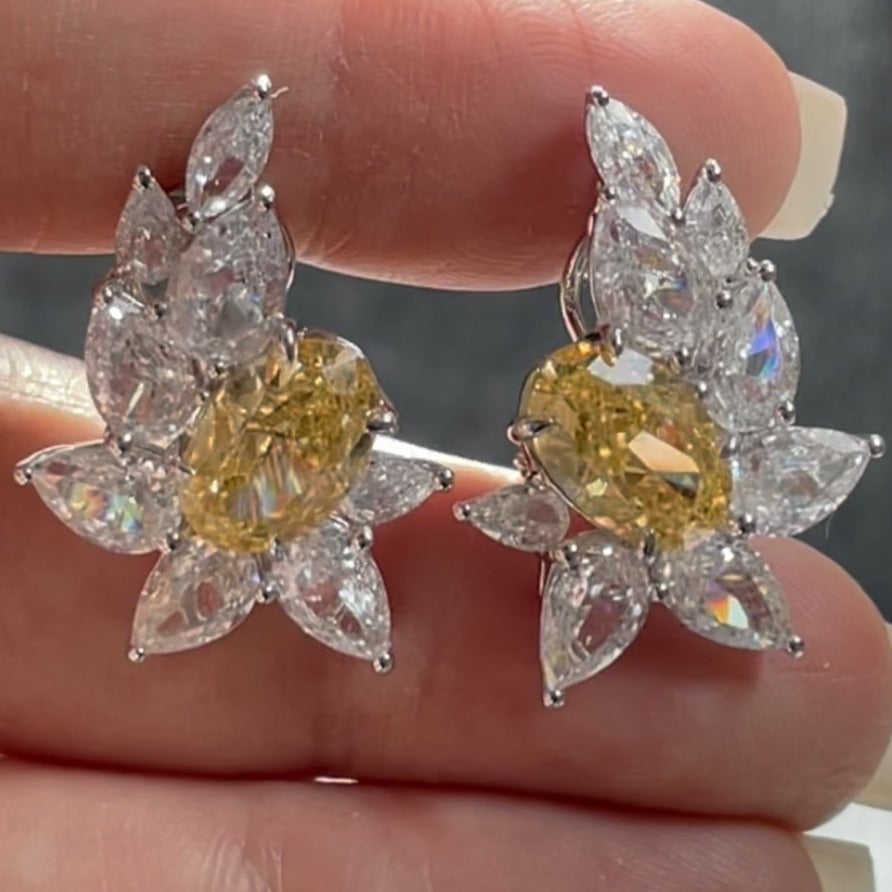 Marquise and oval yellow أقراط الماركيز والاوفال