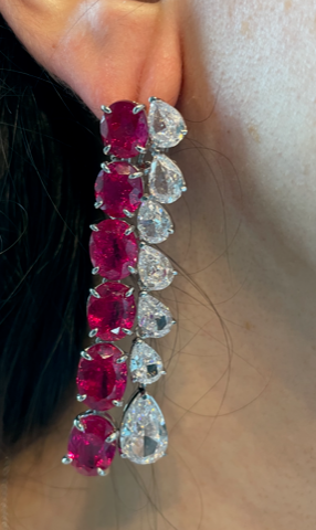 Oval ruby  earrings أقراط الاوفال الروبي