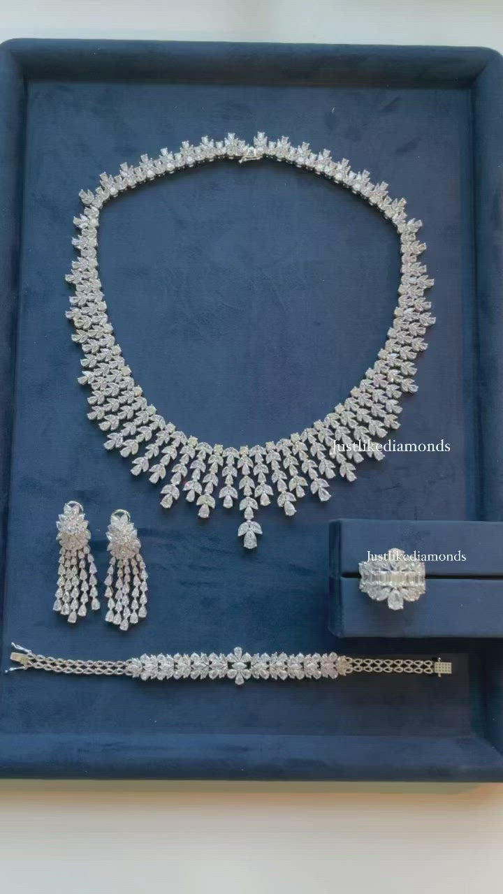 Royal white pear and marquis’s  necklace عقد رويال أبيض مع دمعات وماركيزات