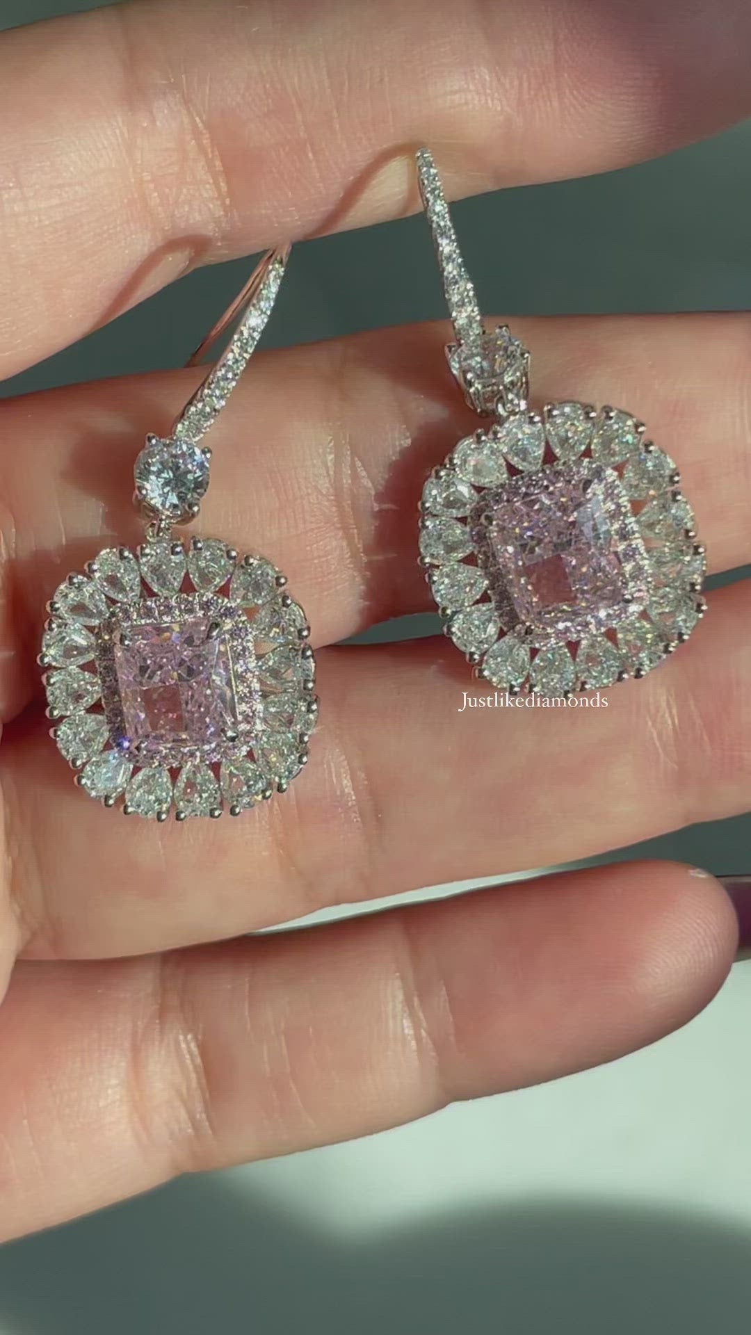 Fancy pink earrings أقراط زهريه فانسي